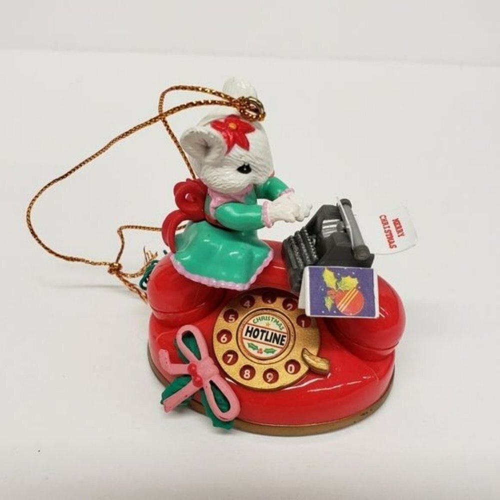 Kmart 1996 Trim a Home Mouse Telephone Phone Typewriter Christmas Tree Ornament